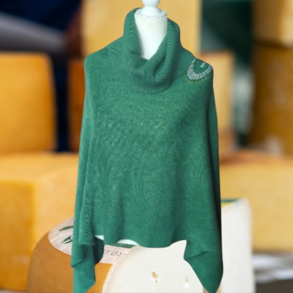 Green Bay Packers NFL Green Crystal Bling soft Knit Poncho One-size Sweater S/L - Picture 1 of 8